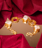 Mohanna’s Golden Frame Pearl Bracelet