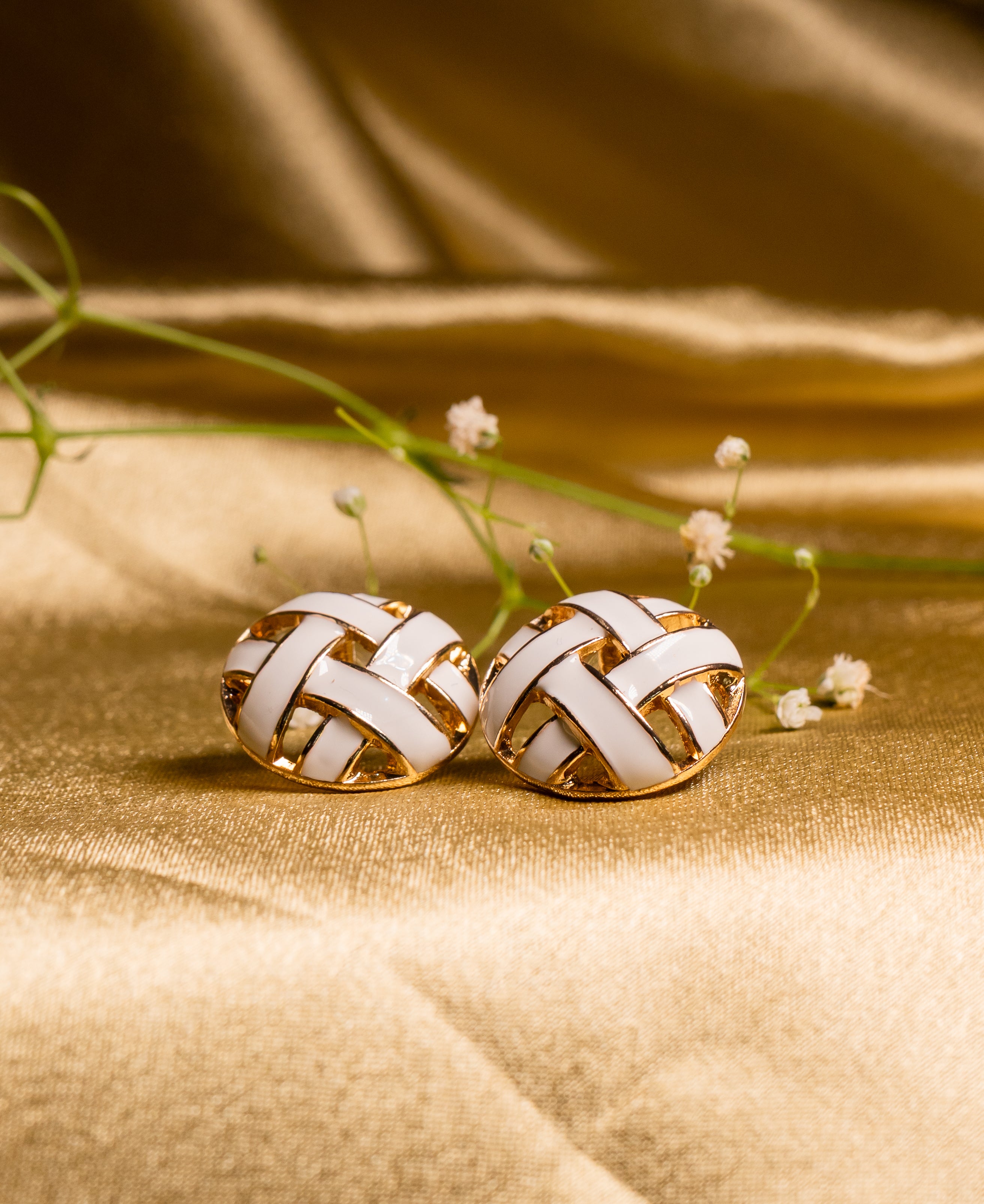 Mohanna’s Ivory Weave Elegance Earrings