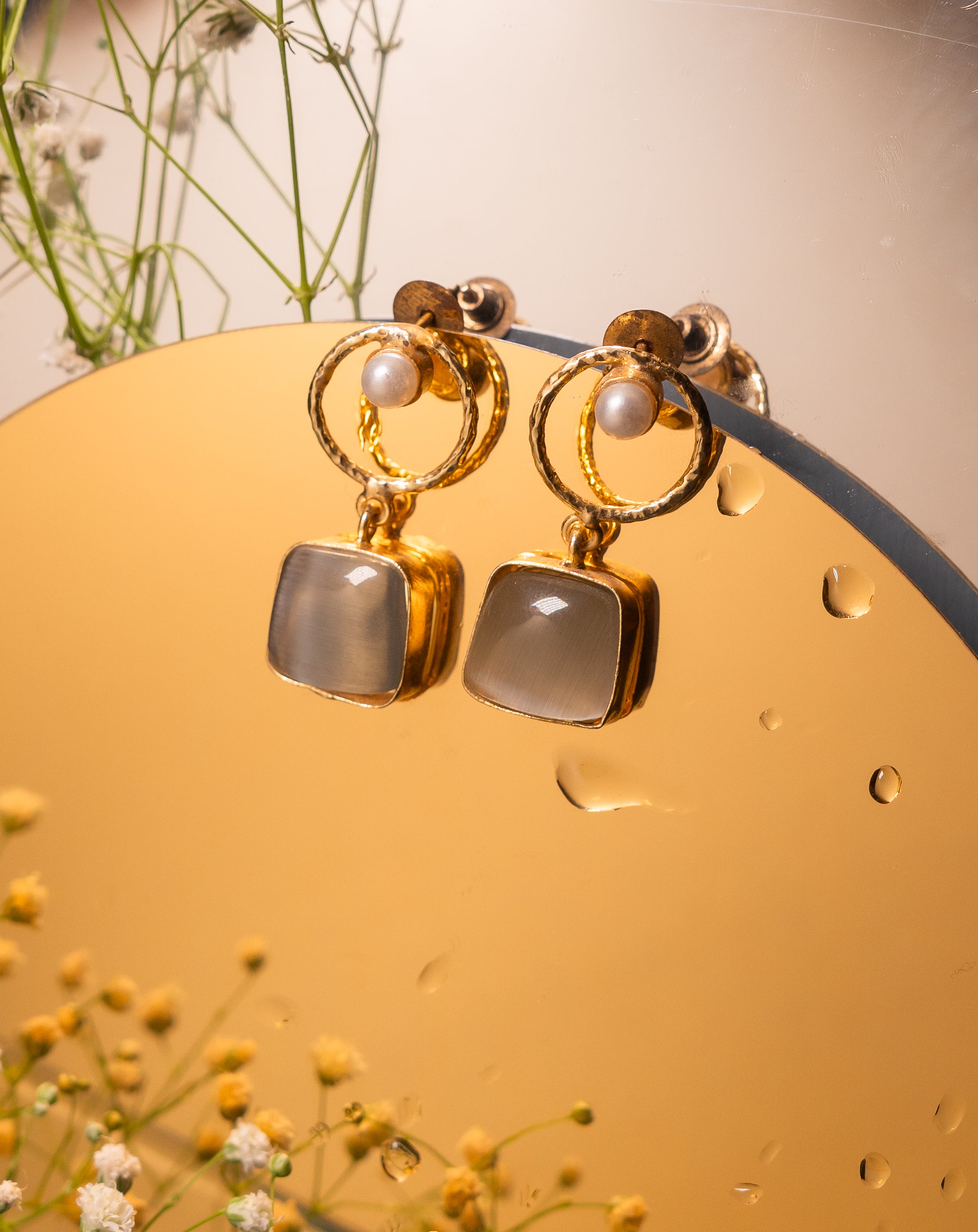Mohanna’s Halo Gemstone Drop Earrings