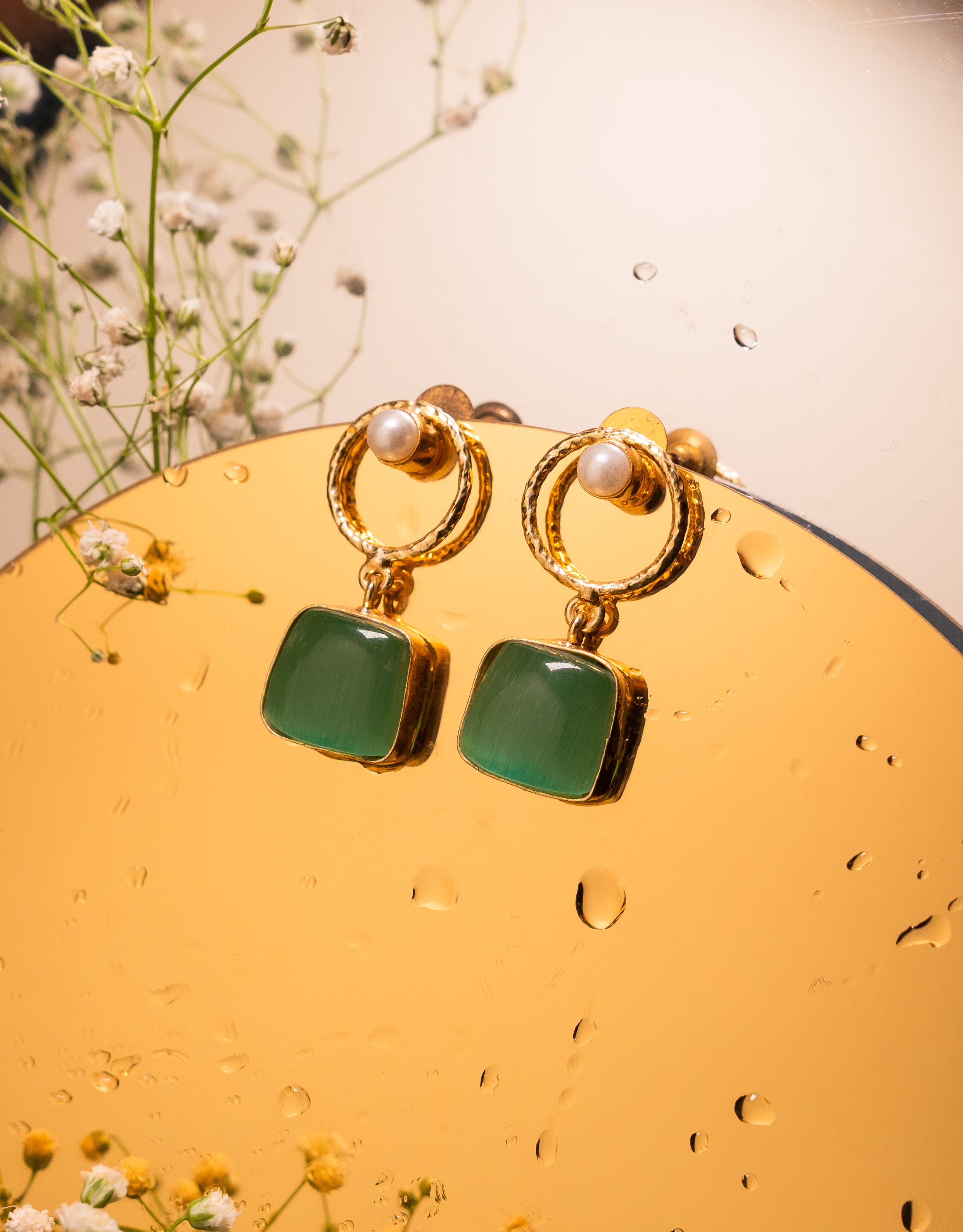 Mohanna’s Halo Gemstone Drop Earrings