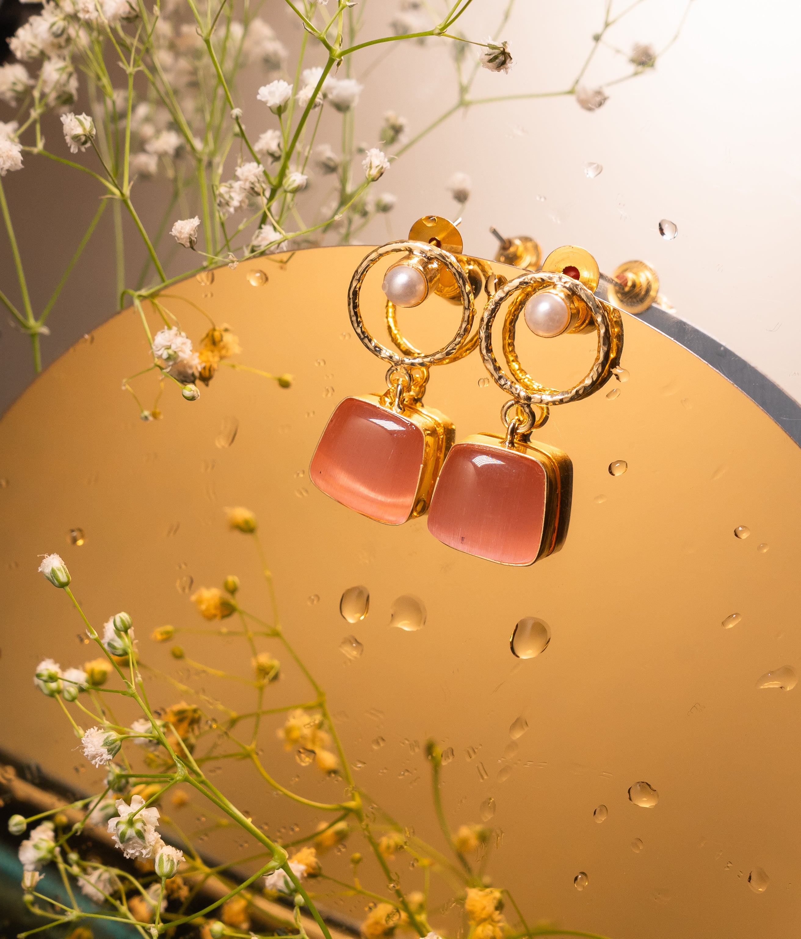 Mohanna’s Halo Gemstone Drop Earrings