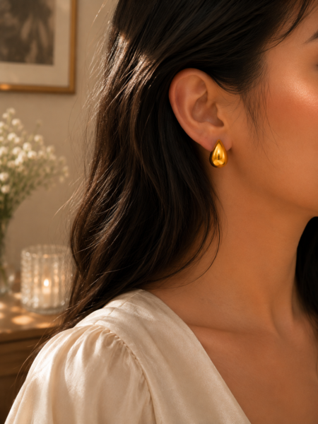 Golden Statement Drop Stud