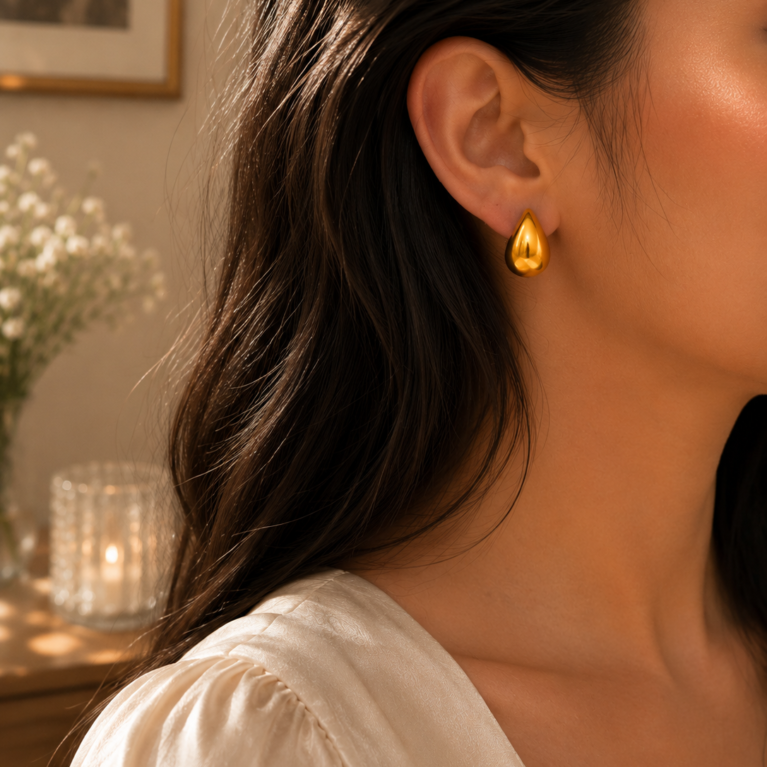 Golden Statement Drop Stud