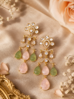 Polki Pastel Stone Jhumka - Image 6