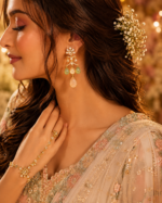 Polki Pastel Stone Jhumka - Image 4